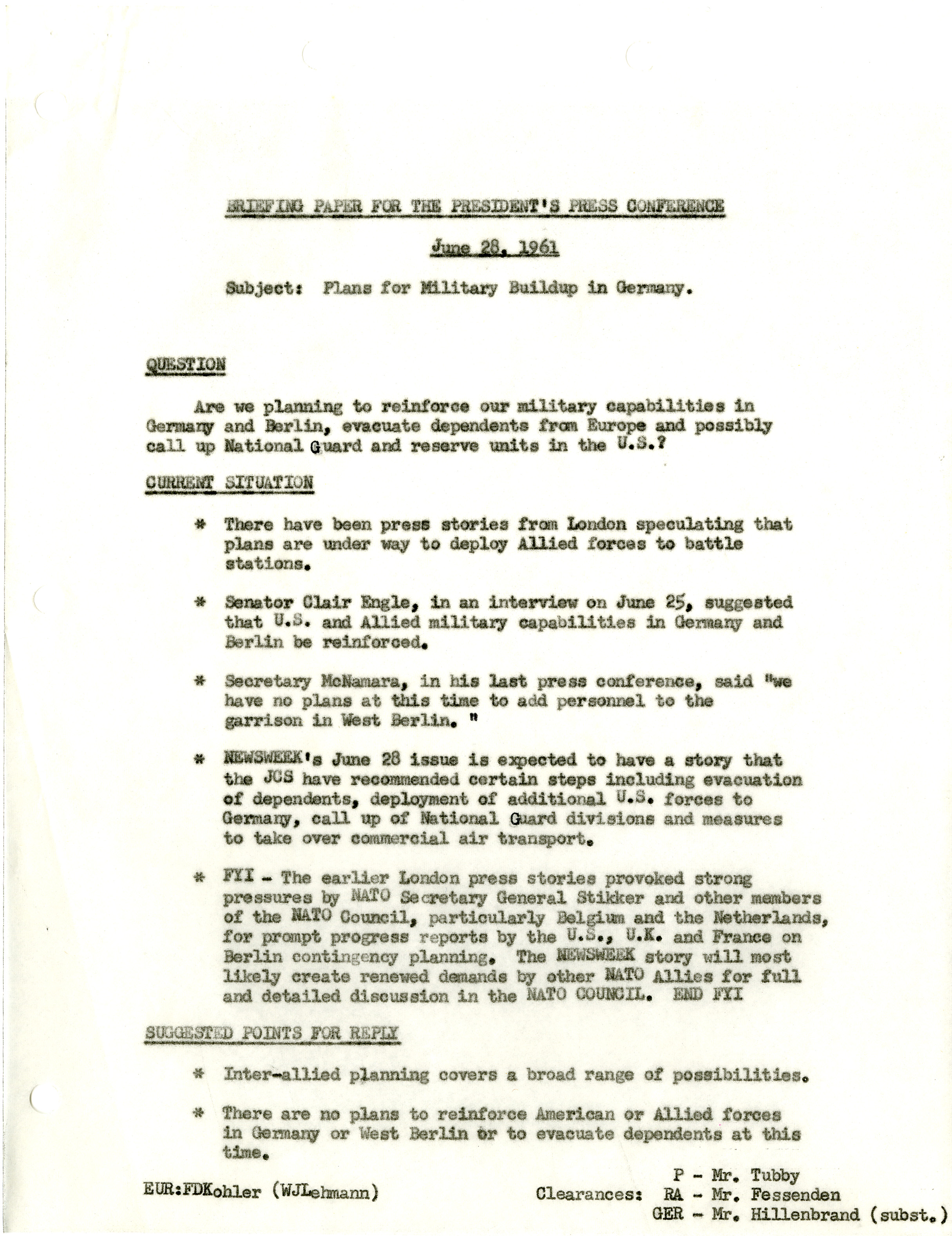 6-28-61 Briefing Paper | JFK Library
